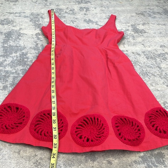 New Elexiay Kogi Crochet Embellished A Line Mini Dress Square Neck Red Sz S - Picture 12 of 16